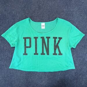 Victoria's Secret PINK Shirt Womens Large Crop Mesh Tee Short Sleeve Polyester